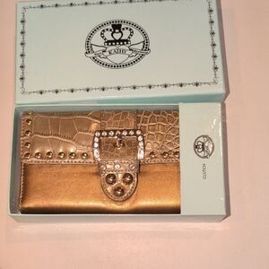 Kathy Vanzeeland Gold Clutch/Wallet With Rhinestones